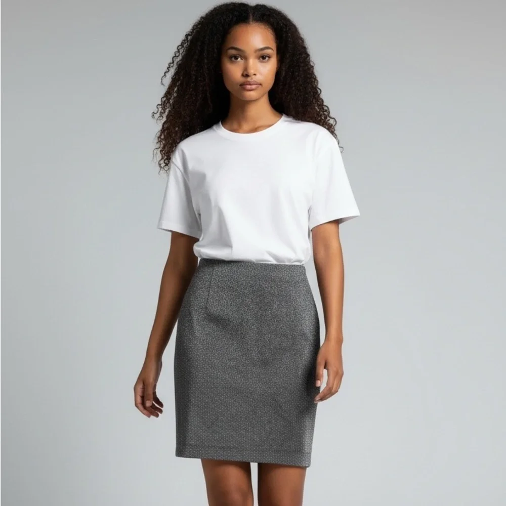 Size 12 Metallic Silver Pencil Glitter Skirt Lined Sparkle Work Party Holiday - Picture 2 of 10